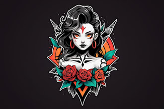 create a traditional or old school style tattoo design