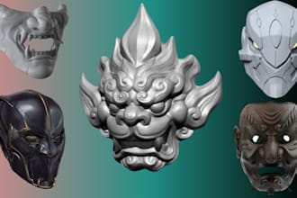 sculpt custom 3d mask cosplay mask kabuki mask kitsune mask japanese oni mask
