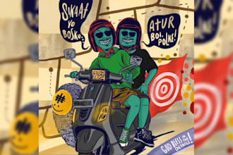 create a vibrant and stylized cartoon illustration