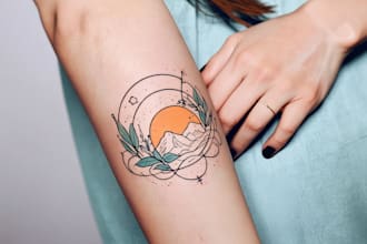 create minimalist line art tattoo with my style