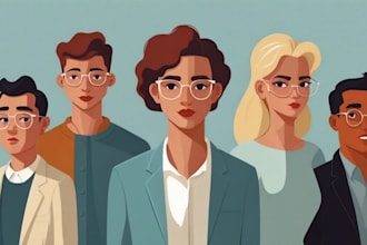 create flat vector minimalist character illustration