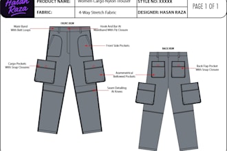 create factory ready garment tech packs and apparel fashion designs
