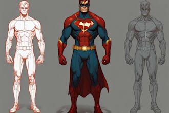create concept art superhero character design for comics