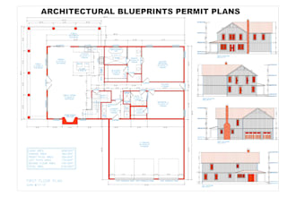 redesign house floors architectural blueprints for city permit