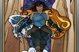 draw classic stained glass art draw photo into stained glass art character color