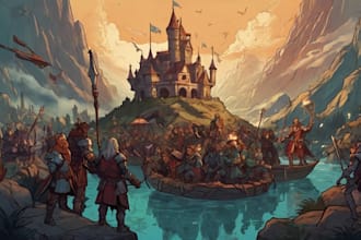 make fantasy or dnd party illustration