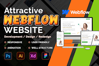 do webflow website development, webflow design, redesign of website,landing page