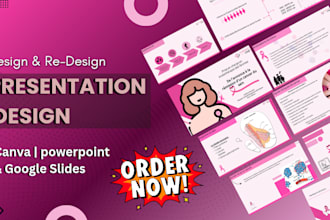 design presentation and pitch deck in canva and powerpoint