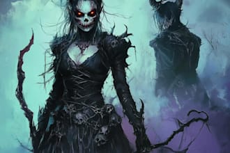 do scary horror creature and fantasy character concept art