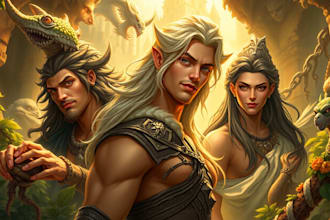 create fantasy character game concept for game or book
