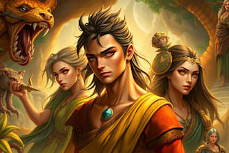 make a dnd party and d and d character art illustration for you