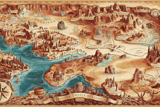 make a 3d game map, vector, rpg or dnd map, isometric, fantasy map illustration