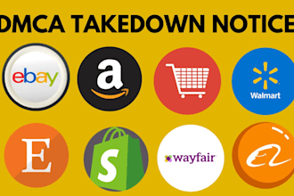 remove trademark copyright listings in shopify,etsy,ebay,amazon,temu,walmart