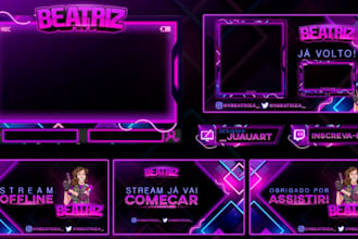 design animated stream overlay twitch package facecam webcam vtuber obs overlay