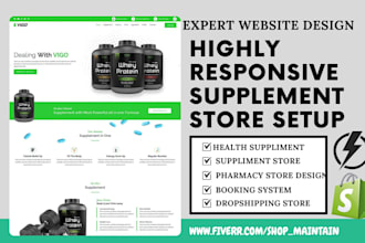design 7 figur health supplement store fitness supplement website pharmacy store