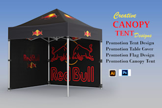 design a custom canopy tent , flag design and trade show display brand or event