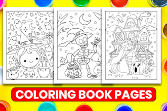 draw cute kids coloring book pages and cover design