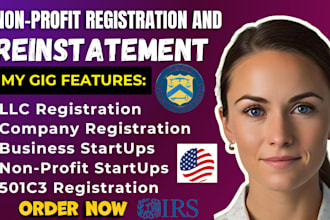 do non profit registration, reinstatement in wyoming, delaware, llc