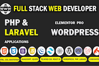 do website development as full stack web developer, front end, backend developer