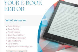 do book editing, formatting  and data entry