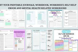 create self help ebook, mental health workbooks, guided journals and worksheet