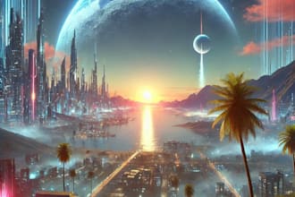 make environment, cyberpunk, concept art landscape design