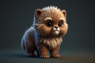 create a realistic or stylized 3d animal model chibi animal fur skin creatures