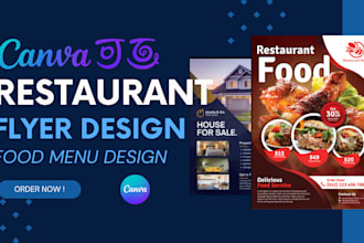design restaurant flyer, food menu, restaurant logo, canva social media post
