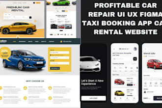 create car detailing website ui ux figma taxi booking app car rental website