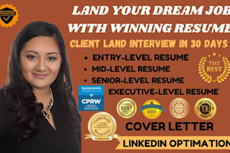 write professional ats resume, cover letter and linkedin optimization