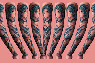 do custom tattoo design , anime , traditional or realistic sleeve tattoo artis