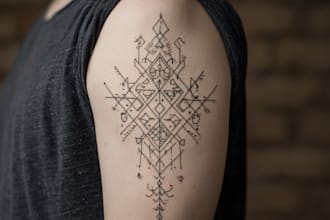 create sleeve tattoo design in geometric style
