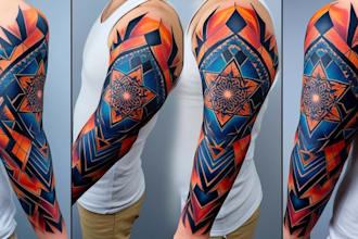 create sleeve tattoo design in geometric style