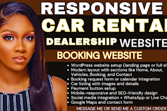 car rental website car dealership car booking website car rental landing page