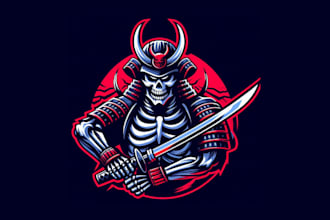 do amazing oni samurai skeleton mascot logo within two days