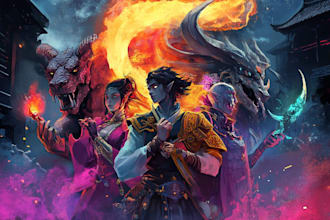 do dnd fantasy sci fi character illustration