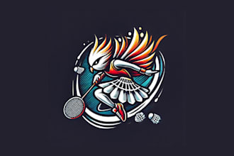 do awesome abstract badminton mascot logo with free vector file