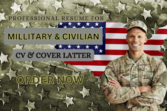 write millitary resume cover letter and linkedin profile for veterans