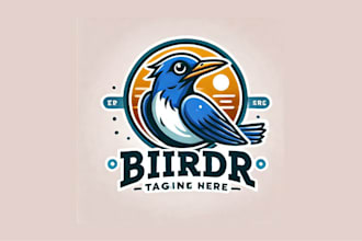 make unique bird in circle mascot logo with creative concepts