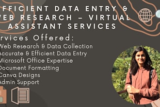 handle data entry and web research as your virtual assistant