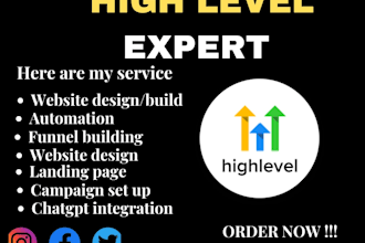 create gohighlevel website, ghl funnels, ghl expert, marketing automation