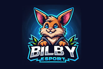 make creative bilby, rabbit mascot logo with free source file