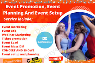 event promotion, church event, webinar marketing, ticket sales and event setup