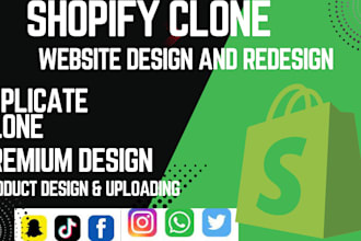 copy clone, revamp, design, redesign shopify store or shopify website