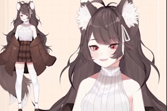 do live2d vtuber model, 2d vtuber model, live2d rigging, character design, anime