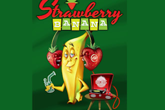 design hand painted banana mascot logo