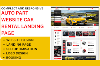 create auto part website car rental website auto part landing page with plugins
