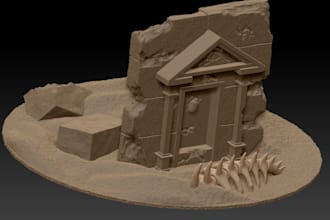 do 3d custom miniature terrain model wargame sculpture, ttrpg cosplay toy figure