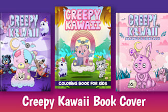 create creepy kawaii book cover and coloring pages