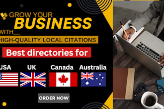 create 160 USA, UK, canada and australia local citations and directories